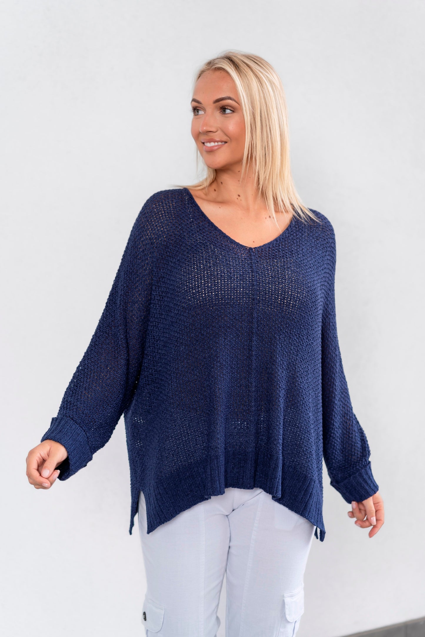 QQ Fashion | Slouch Knit Jumper - Navy