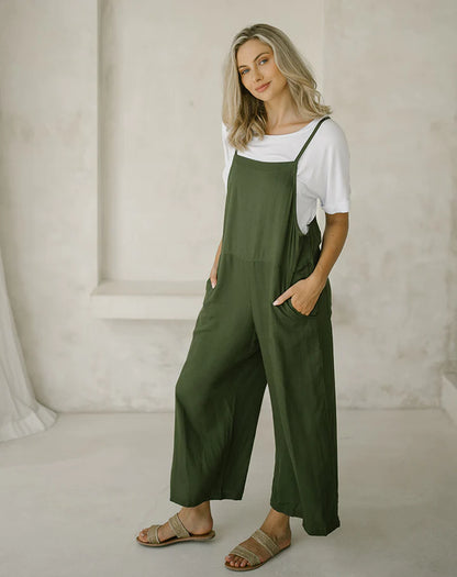 FREEZ - Rayon Overalls | Olive