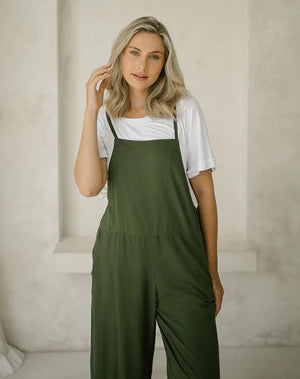 FREEZ - Rayon Overalls | Olive