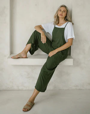 FREEZ - Rayon Overalls | Olive