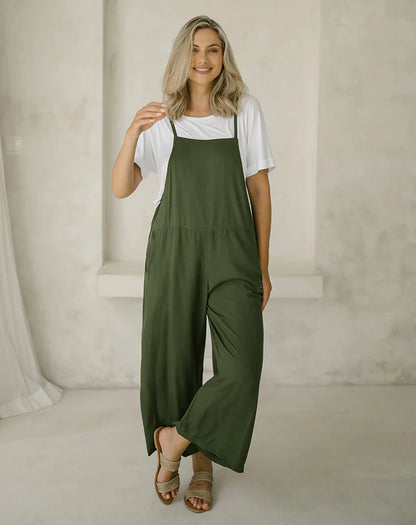 FREEZ - Rayon Overalls | Olive