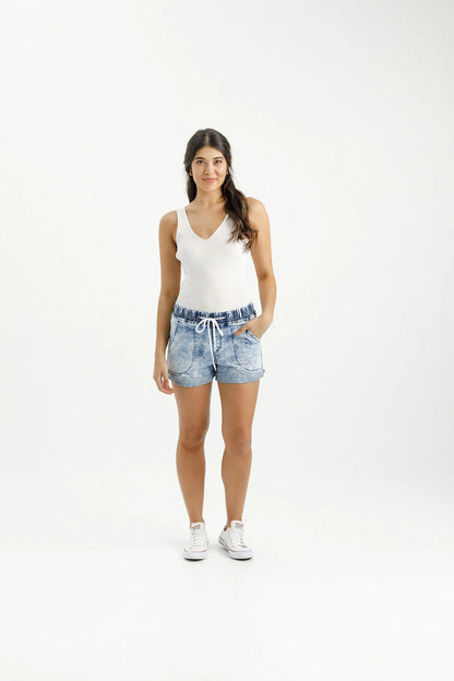 Homelee | Lagoon Denim Shorts - Snow Wash