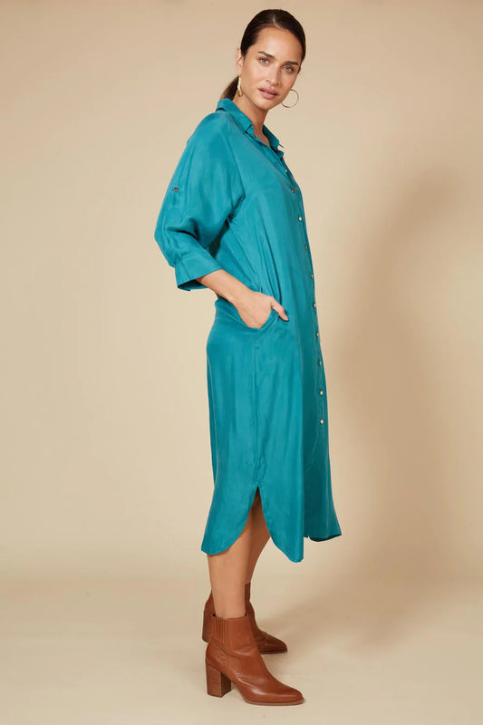 Eb & Ive Vienetta Shirt Dress - Teal