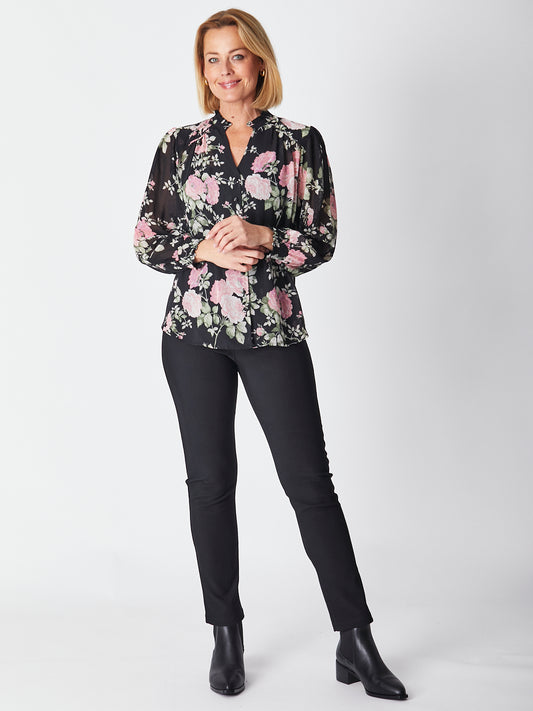 Cordelia St Rozell Chiffon Blouse - Black/Pink