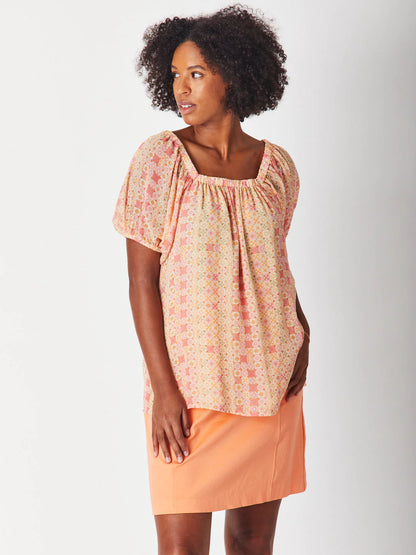 Luna Sky - Folk Swing Top | Peach