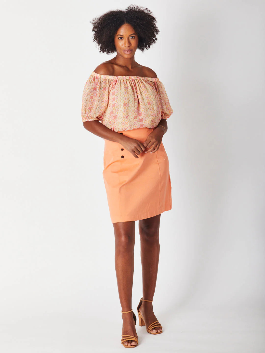 Luna Sky - Folk Swing Top | Peach