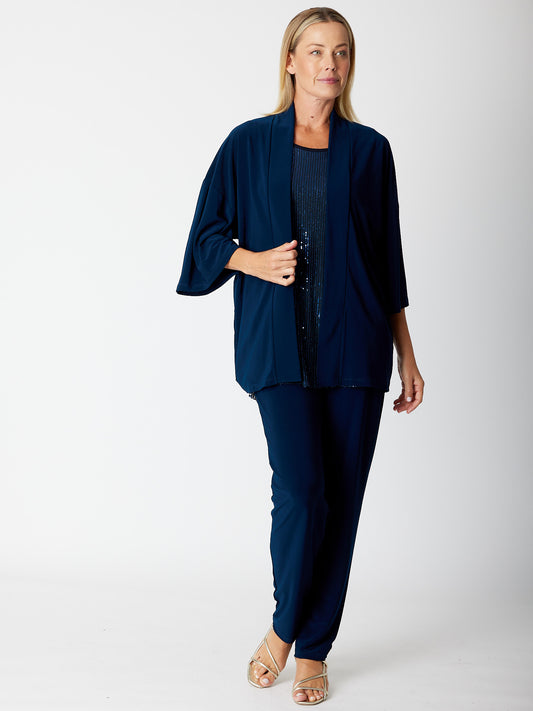 Cordelia St | Kimono Jersey Jacket - Navy