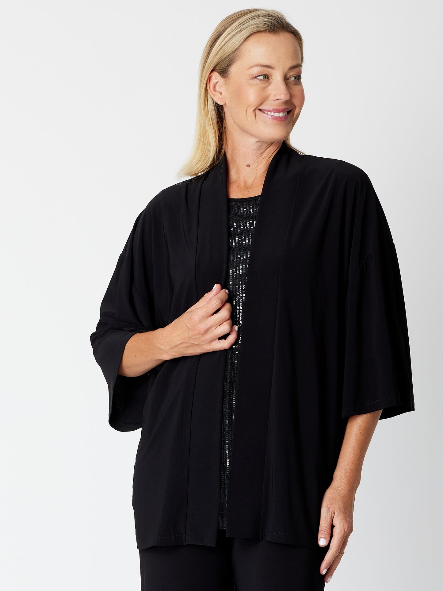 Cordelia St | Kimono Jersey Jacket - Black