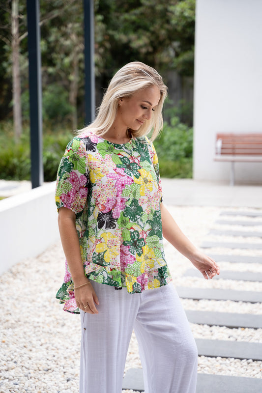 Willow Tree | Floral Print Ruffled Top