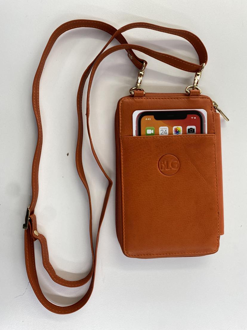 Baron Leather - Cellphone Cross Body Bag | Orange