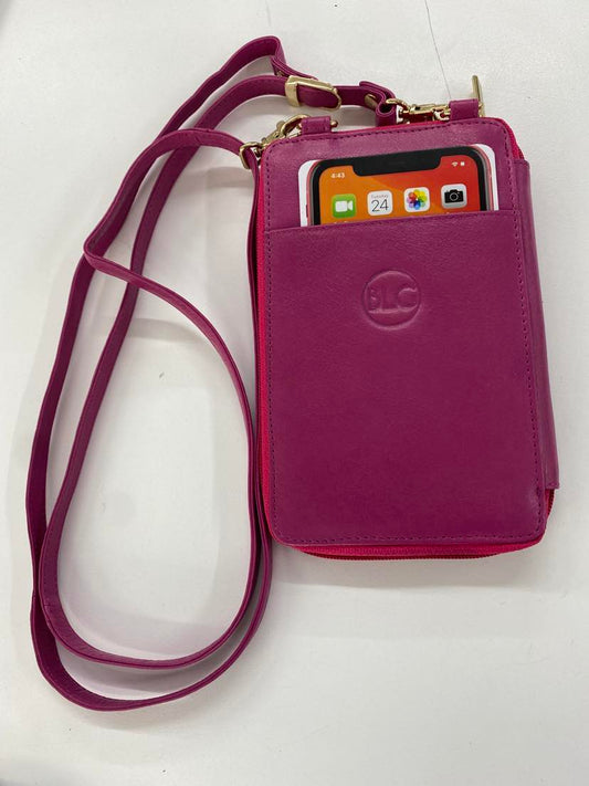 Baron Leather - Cellphone Cross Body Bag | Hot Pink