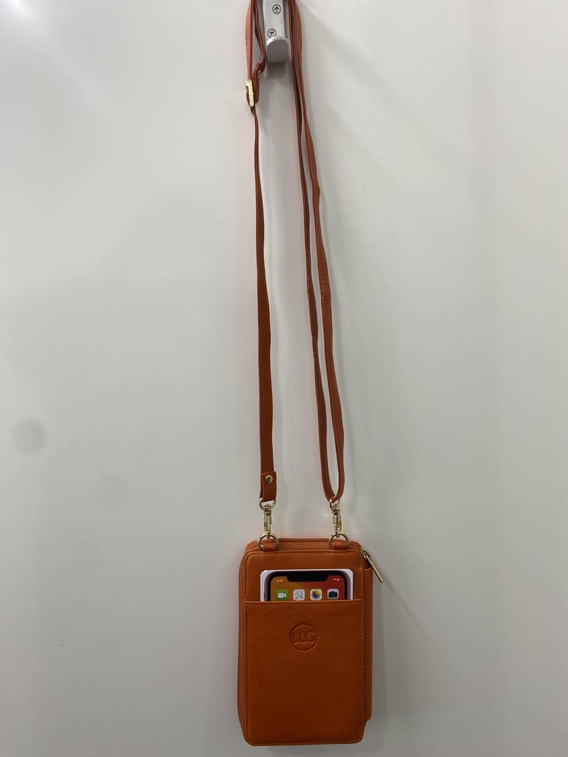 Baron Leather - Cellphone Cross Body Bag | Orange