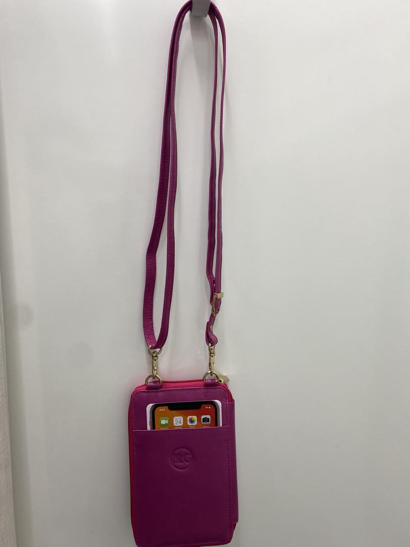 Baron Leather - Cellphone Cross Body Bag | Hot Pink