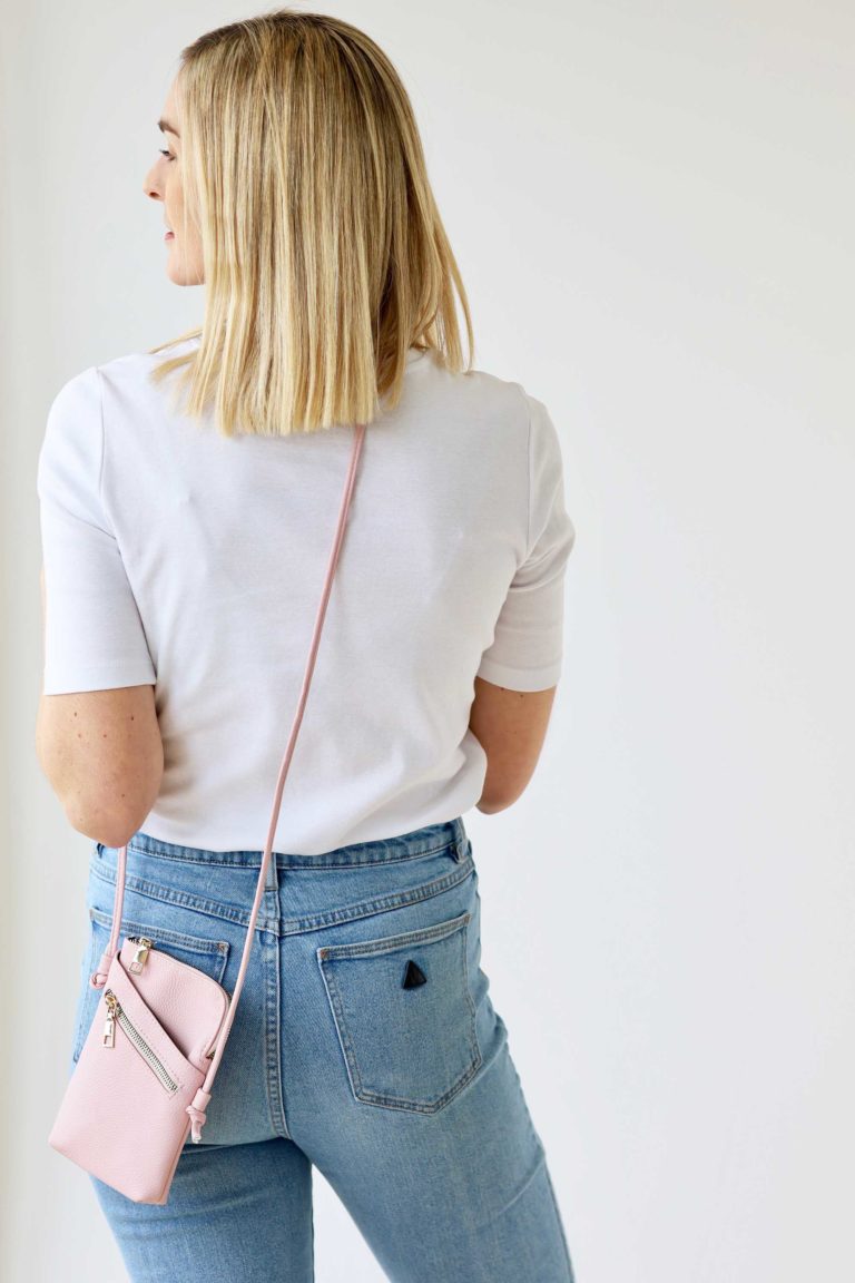 ARCHER HOUSE-Long Cross Body Shoulder Strap Bag| Pale Pink