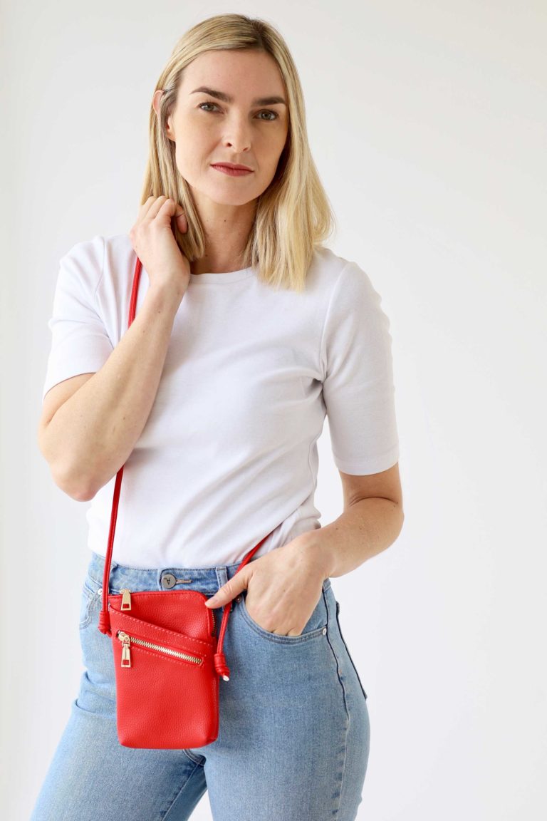 ARCHER HOUSE-Long Cross Body Shoulder Strap Bag| Red