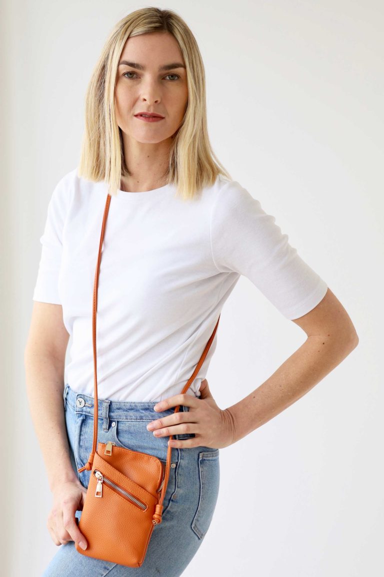 ARCHER HOUSE-Long Cross Body Shoulder Strap Bag| Burnt Orange