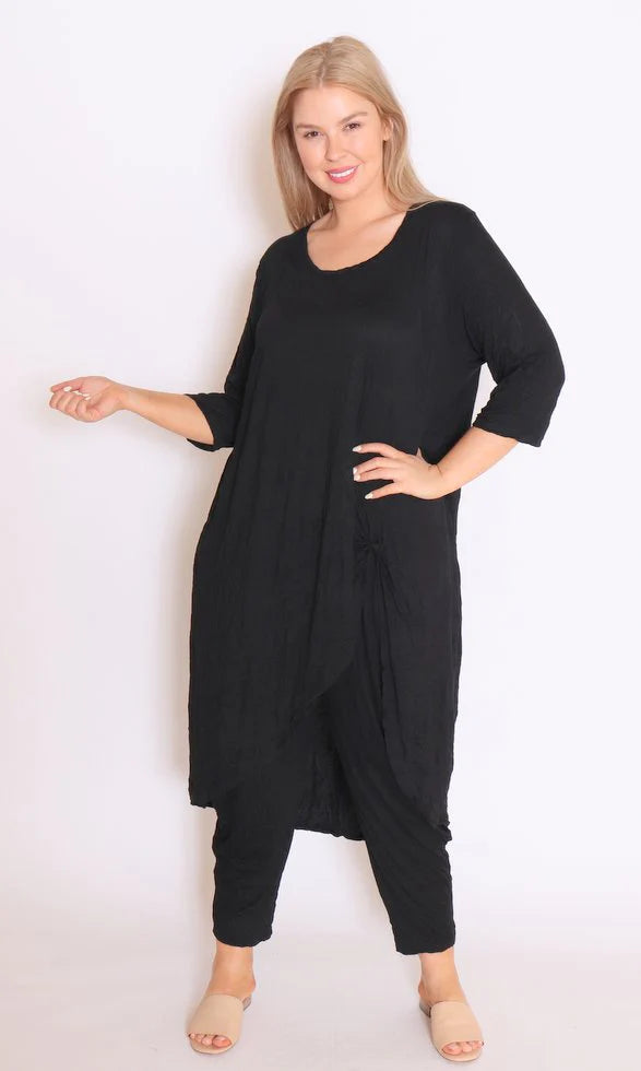 Cotton Village | Hi Lo Split Top - Black – Style358