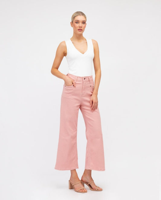 Paper Hearts | Wide Leg Jeans - Rosewater