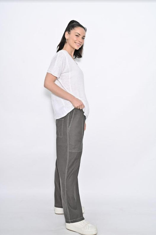 Cali & Co | Denim Look Wide Leg Pant - Deer Brown