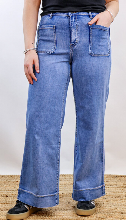 Wakee | Wide Leg Pocket Jean - Blue