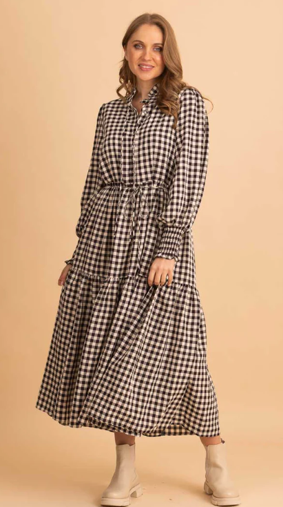 Augustine - Amaya | Annaleise Dress Black Check