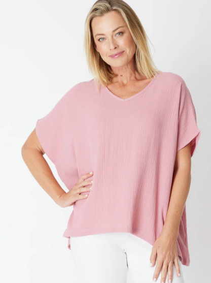 Cordelia St |Bubble Cotton Kimono Top - Rose