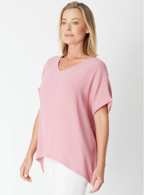 Cordelia St |Bubble Cotton Kimono Top - Rose