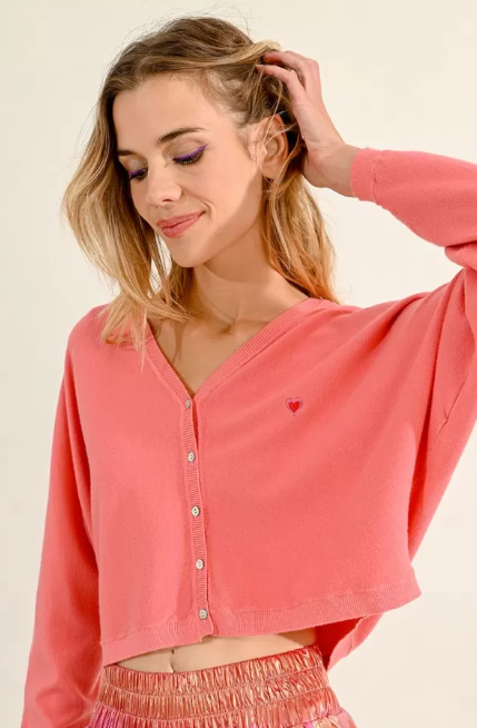 LILI SIDONIO | V-neck soft knit cardigan - Pink