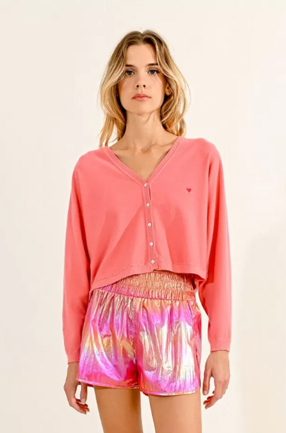 LILI SIDONIO | V-neck soft knit cardigan - Pink