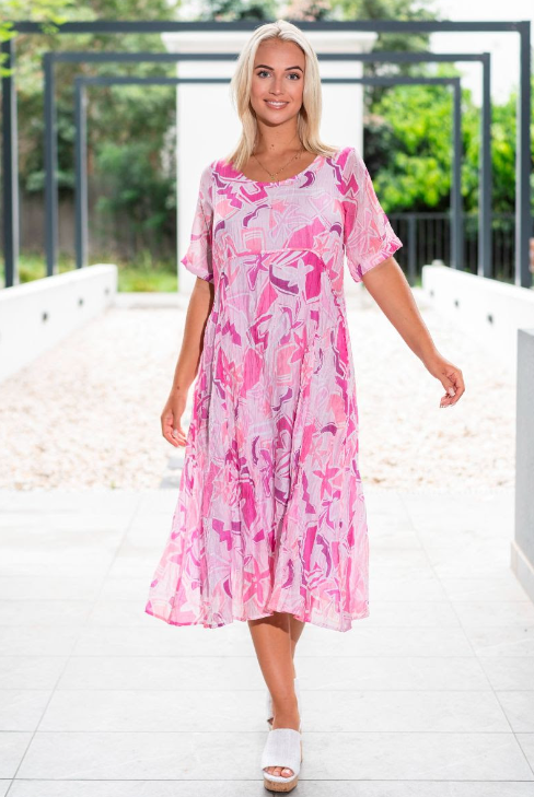 Willow Tree | Floral Panel Dress -Pink