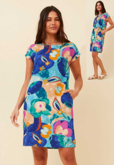 CKM | Abstract Print Dress - Cobalt