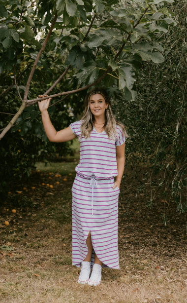 Homelee | Chelsea Dress - Orchid Stripe