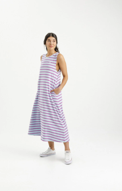 Homelee | Bella Dress - Orchid Stripes