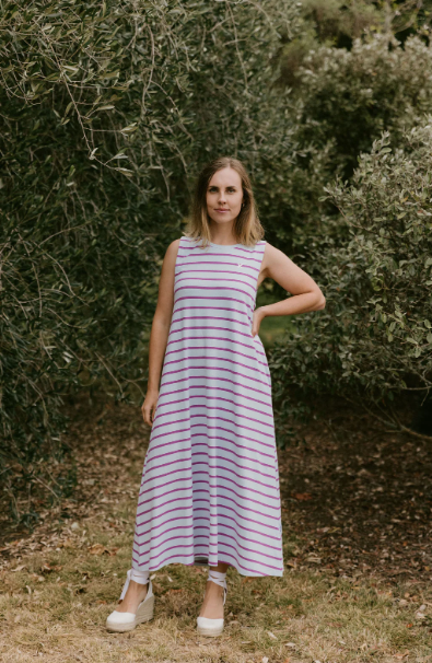 Homelee | Bella Dress - Orchid Stripes