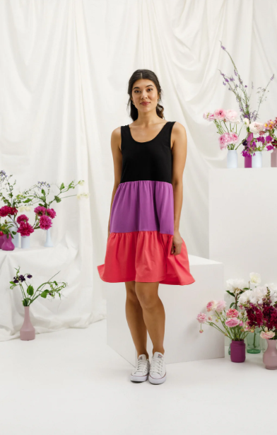 Homelee | Mischa Dress - Black/Orchid/Berry