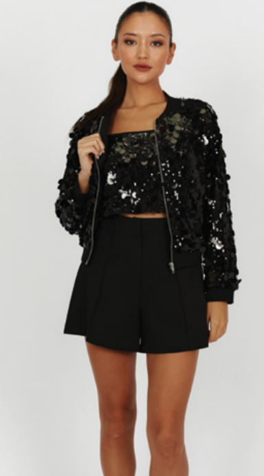 Honey & Beau | Dance Fever Bomber Jacket - Black