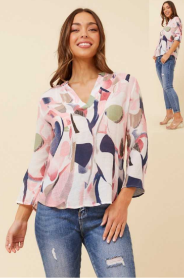 Caroline Morgan | Pattern Viscose Top