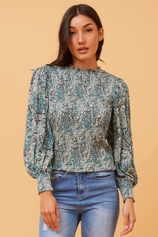 Caroline Morgan | Paisley Shirred Blouse