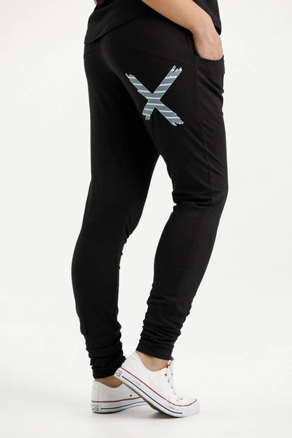 Homelee | Apartment Pants - Black with Stormy Stripe X