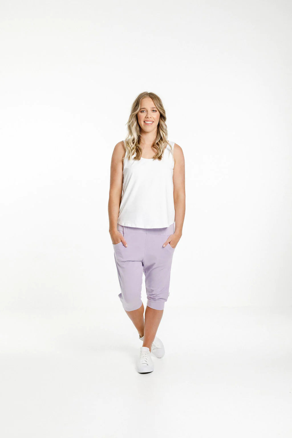 Homelee - 3/4 Apartment Pants | Periwinkle with Stripe