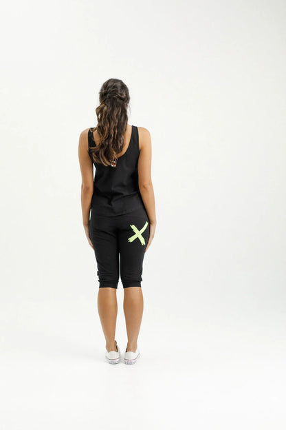 Homelee | 3/4 Apartment Pants - Black with Lime X