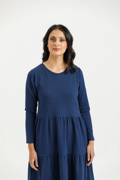 Homelee | Long Sleeve Kendall Dress - Indigo Blue