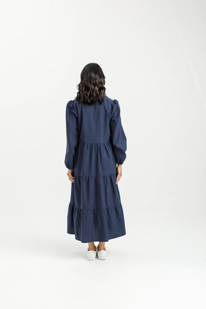 Homelee | Khloe Dress L/S - Indego Blue