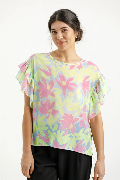 Homelee | Evelyn Blouse - Lime Daisies