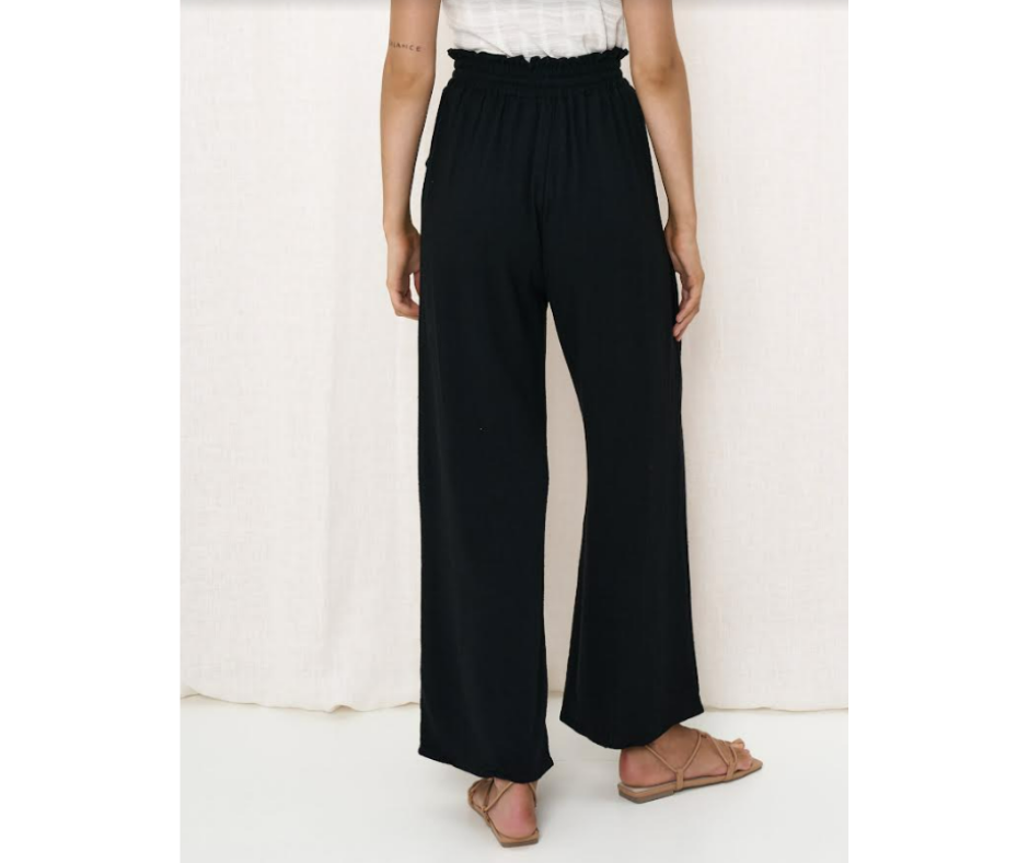 Iris Maxi The Label | Linen Wide Leg Pant - Black