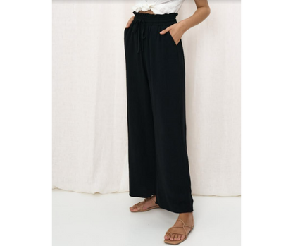 Iris Maxi The Label | Linen Wide Leg Pant - Black