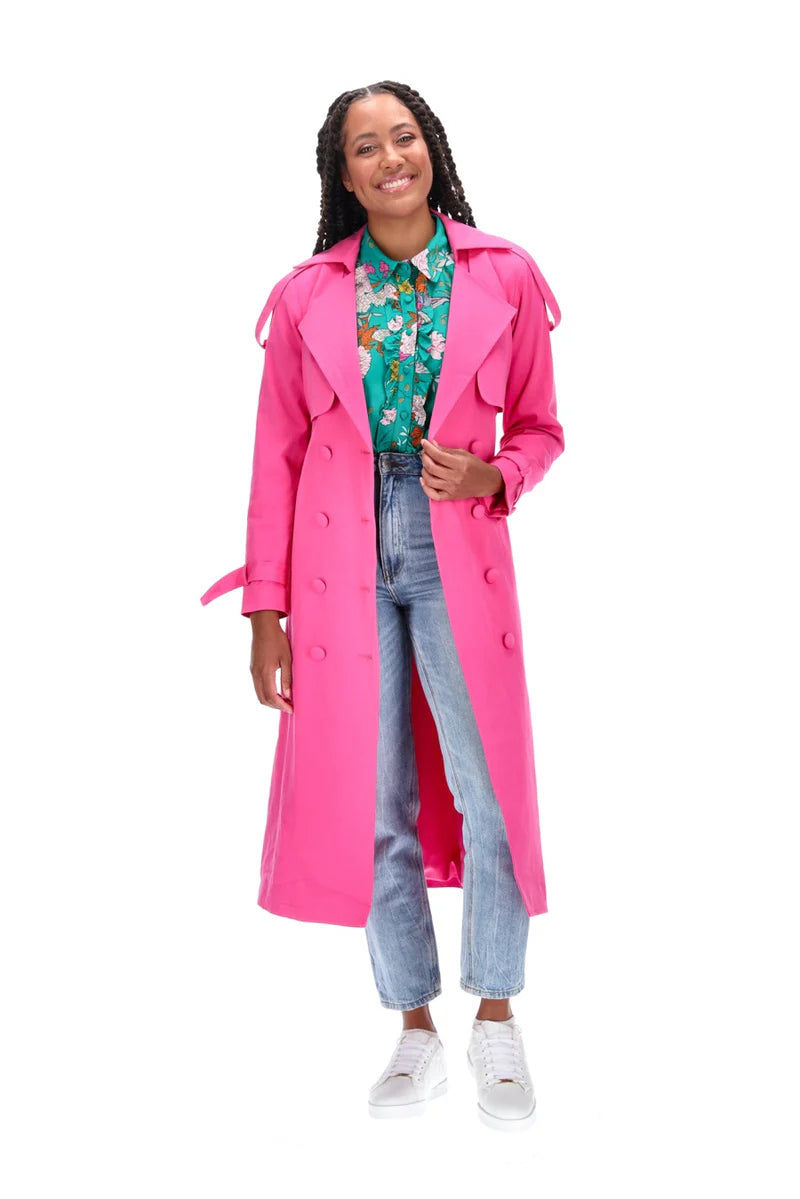 Charlo By Augustine Lisa Cotton Trench Coat Hot Pink