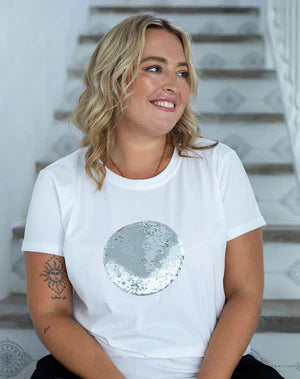 FREEZ - Circle Sequin Tee | White