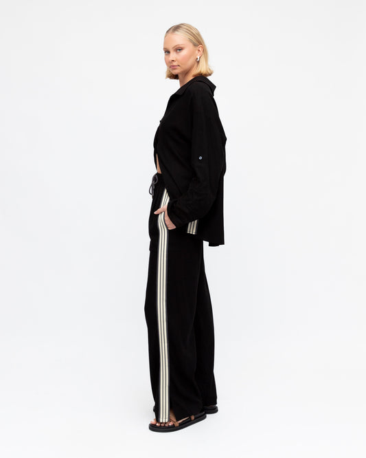 Label of Love | BLACK WITH WHITE STRIPE DETAIL Pant