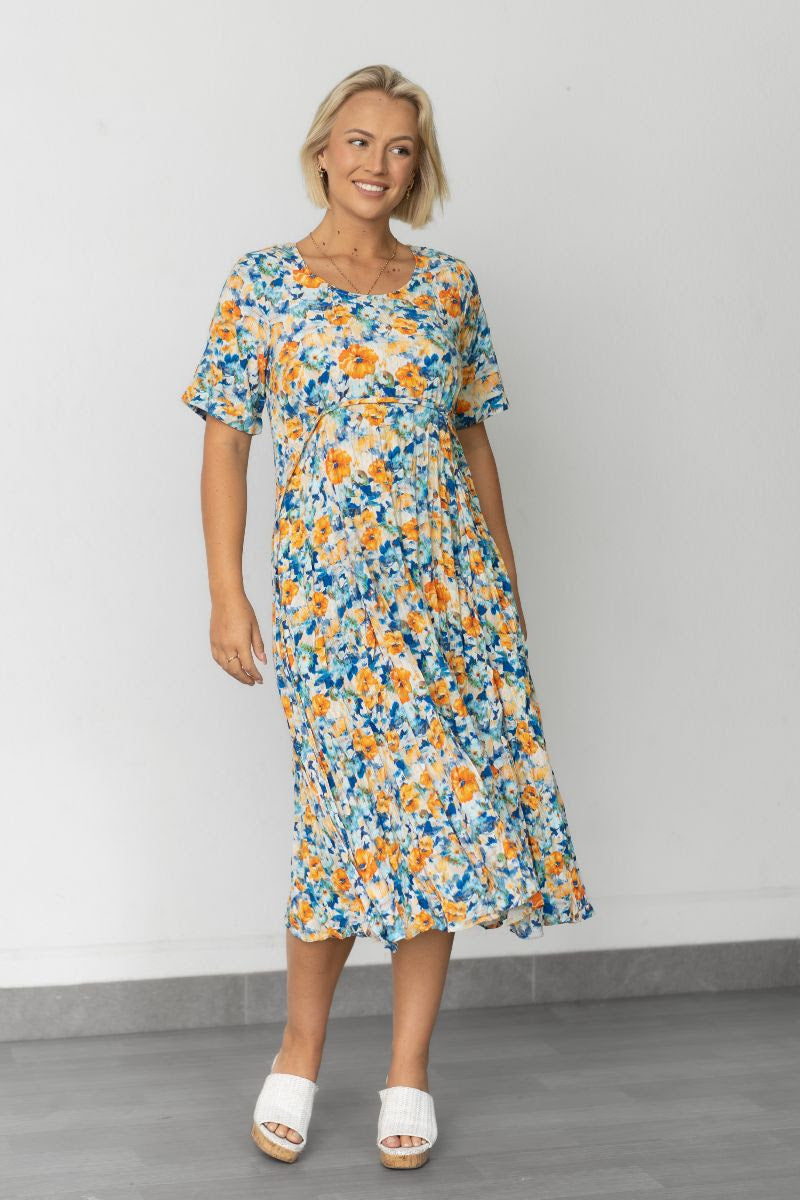 Willow Tree | Panel Dress - Floral Print Blue